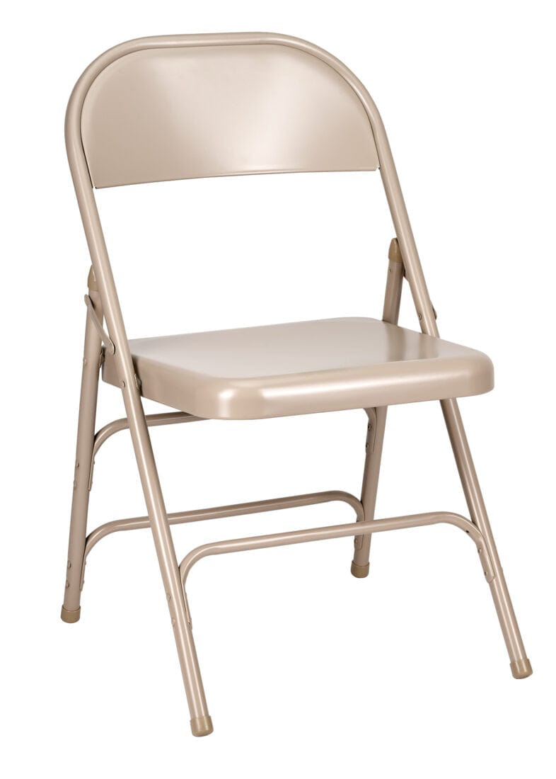 Chivari 48 Beige Metal Folding Chairs + 6 Heavy Duty Plastic 72x30 Banquet Tables + Hybrid Folding Chair and Banquet Table  Cart CFMBE-48-6RT-KT