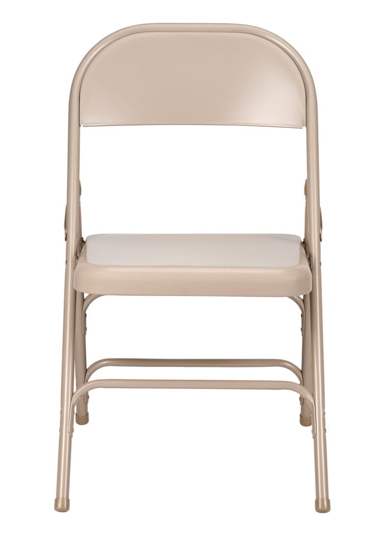 Chivari 48 Beige Metal Folding Chairs + 6 Heavy Duty Plastic 72x30 Banquet Tables + Hybrid Folding Chair and Banquet Table  Cart CFMBE-48-6RT-KT
