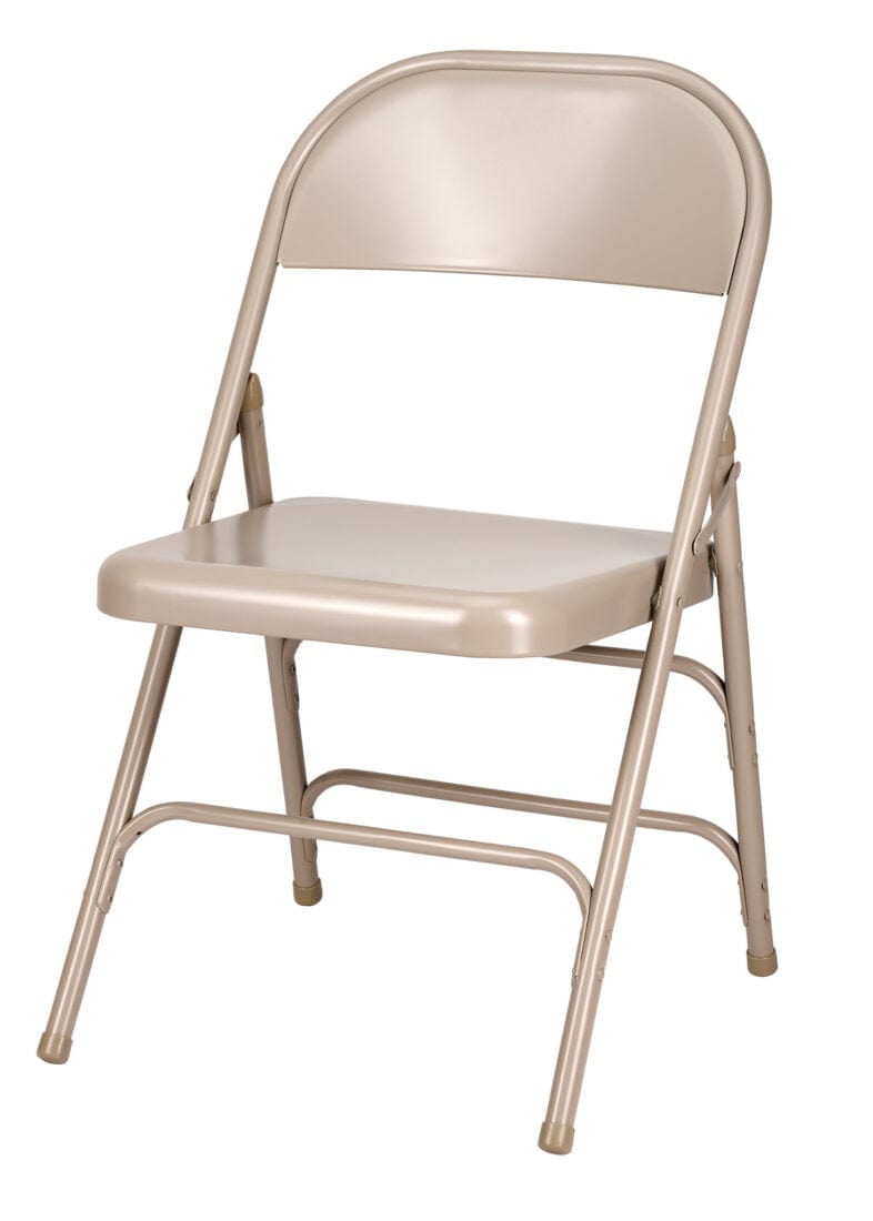 Chivari 48 Beige Metal Folding Chairs + 6 Heavy Duty Plastic 72x30 Banquet Tables + Hybrid Folding Chair and Banquet Table  Cart CFMBE-48-6RT-KT