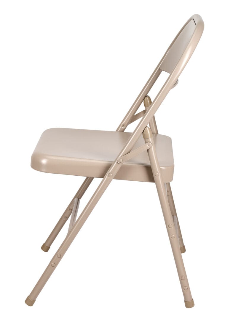 Chivari 48 Beige Metal Folding Chairs + 6 Heavy Duty Plastic 72x30 Banquet Tables + Hybrid Folding Chair and Banquet Table  Cart CFMBE-48-6RT-KT