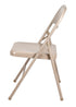 Chivari 100 Beige Metal Folding Chairs + 12 Plastic Round Table Kit CFMBE-100-12RD-KT