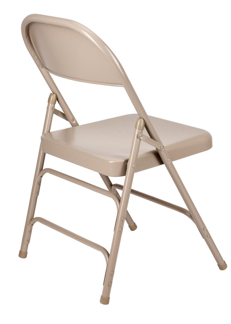 Chivari 48 Beige Metal Folding Chairs + 6 Heavy Duty Plastic 72x30 Banquet Tables + Hybrid Folding Chair and Banquet Table  Cart CFMBE-48-6RT-KT