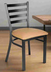 Chivari Ladder Back Restaurant Chair with Black Metal Frame and Tan Vinyl Seat CLMBVT-ZF-KT