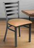 Chivari Ladder Back Restaurant Chair with Black Metal Frame and Tan Vinyl Seat CLMBVT-ZF-KT