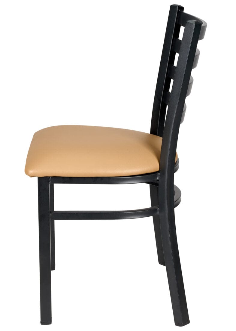 Chivari Ladder Back Restaurant Chair with Black Metal Frame and Tan Vinyl Seat CLMBVT-ZF-KT