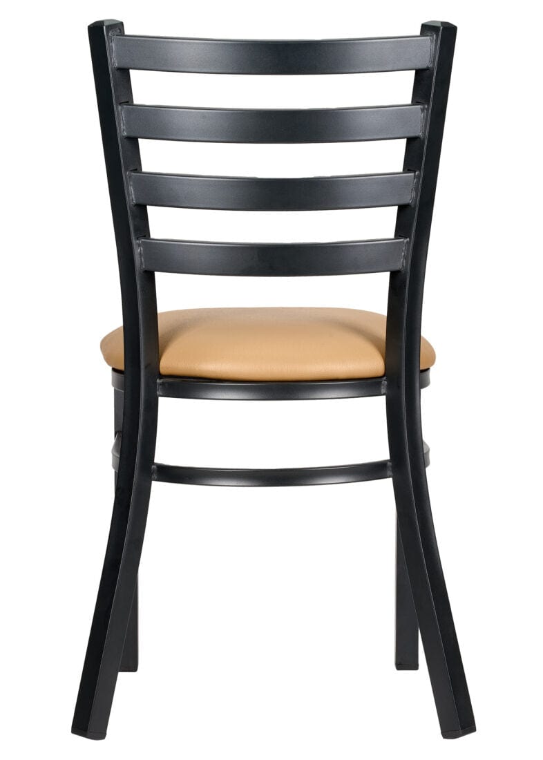 Chivari Ladder Back Restaurant Chair with Black Metal Frame and Tan Vinyl Seat CLMBVT-ZF-KT