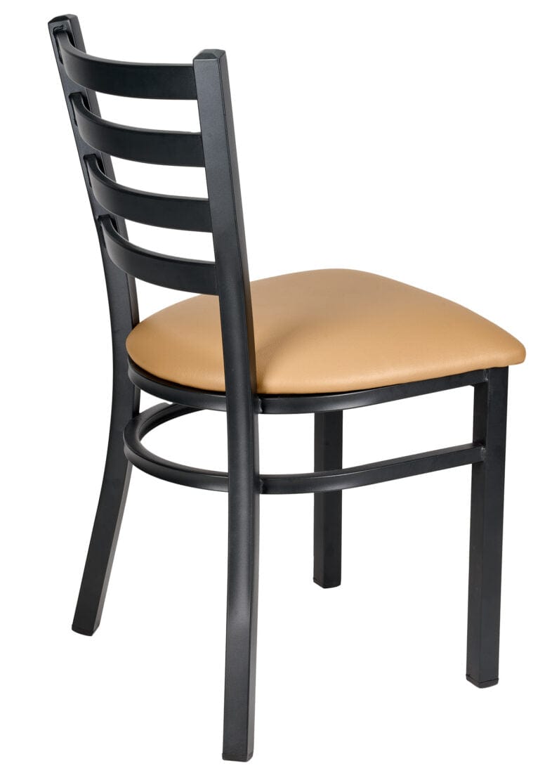 Chivari Ladder Back Restaurant Chair with Black Metal Frame and Tan Vinyl Seat CLMBVT-ZF-KT