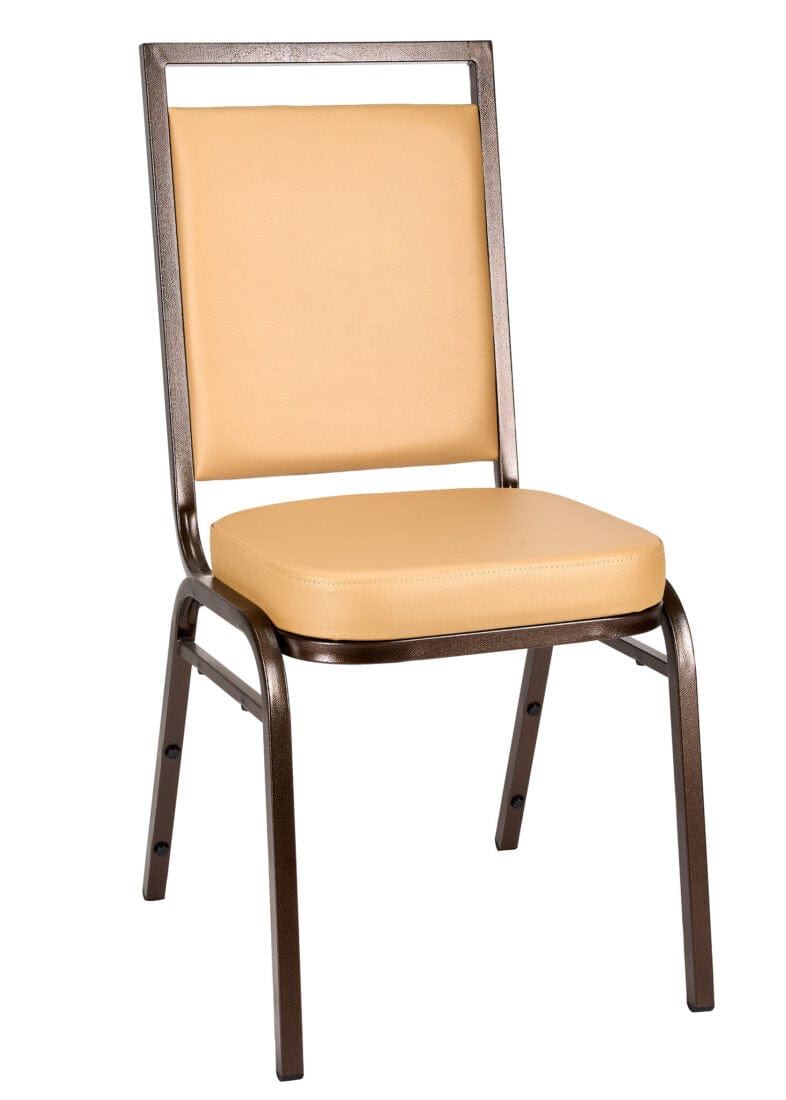 Chivari Tan Vinyl Copper Vein Steel Frame Square Back Banquet Chair CQSVTN-ZF-T
