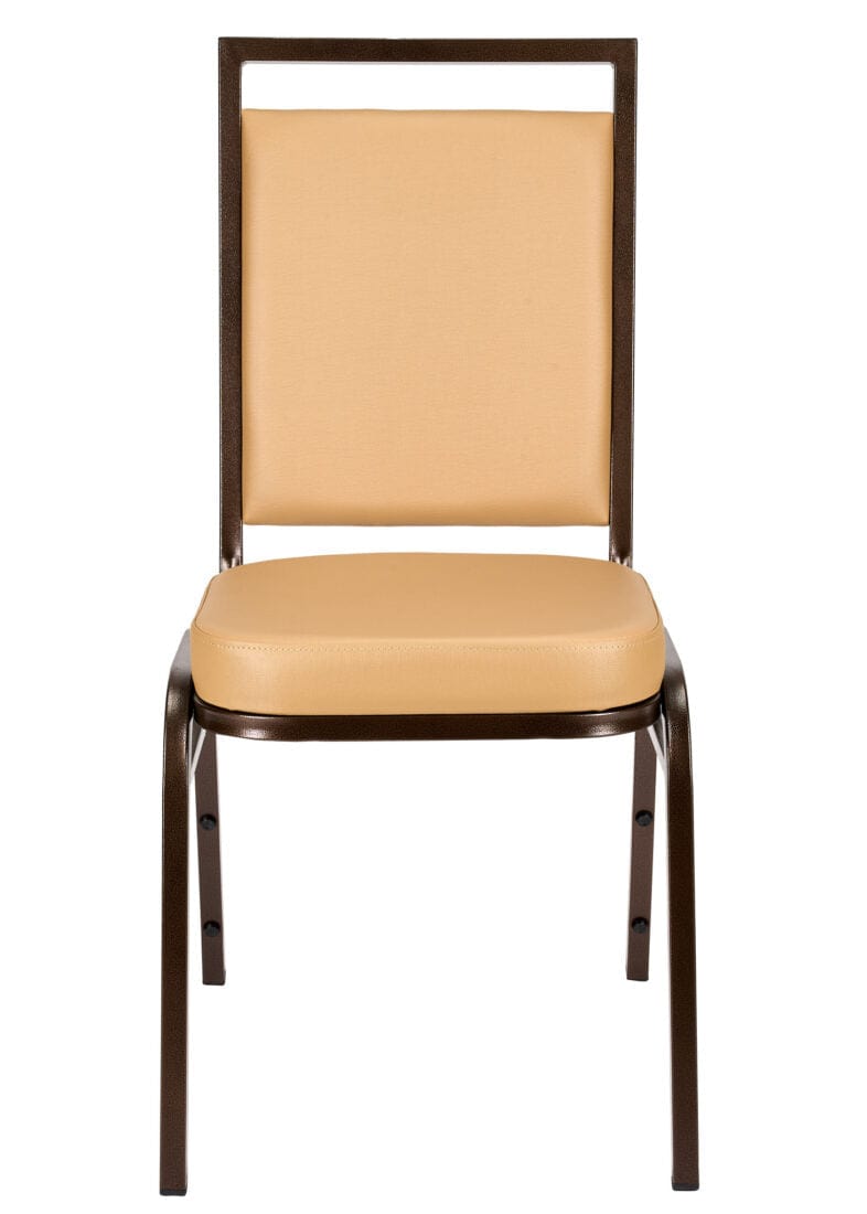 Chivari Tan Vinyl Copper Vein Steel Frame Square Back Banquet Chair CQSVTN-ZF-T