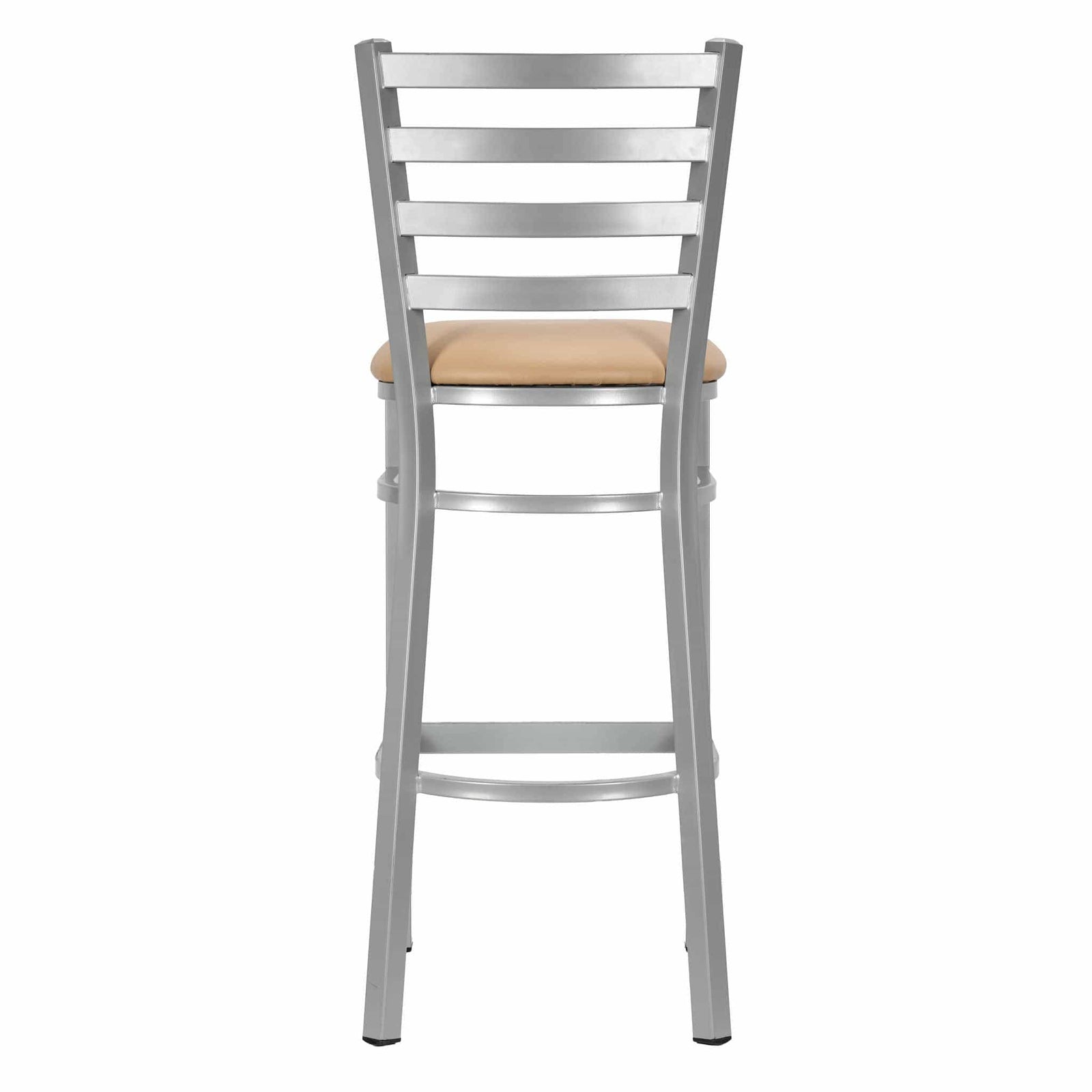 Chivari Ladder Back Bar Stool with Silver Frame and Tan Vinyl Seat BLMSVT-ZF-KT