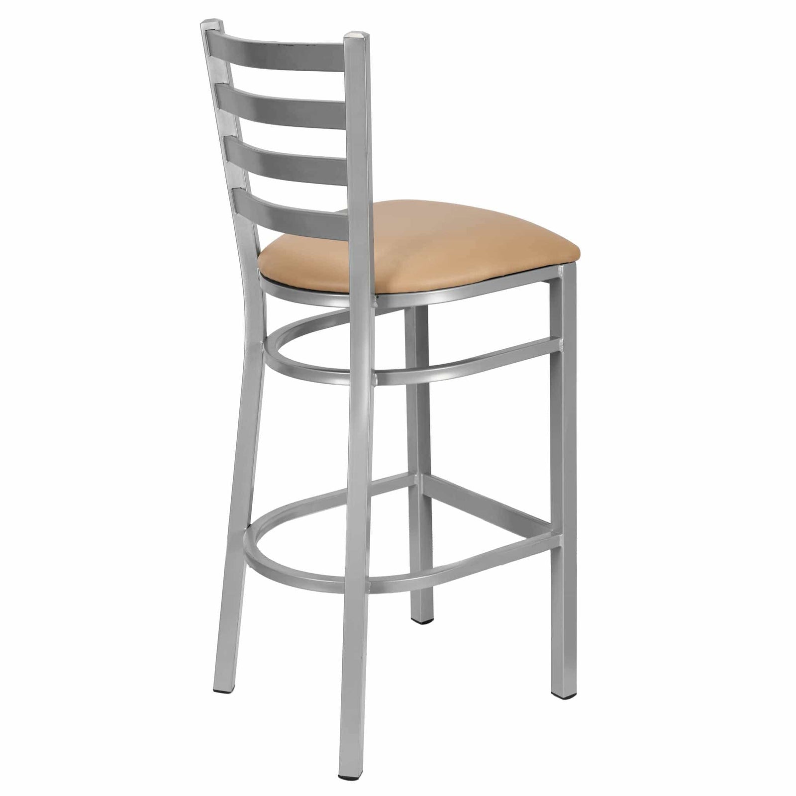 Chivari Ladder Back Bar Stool with Silver Frame and Tan Vinyl Seat BLMSVT-ZF-KT