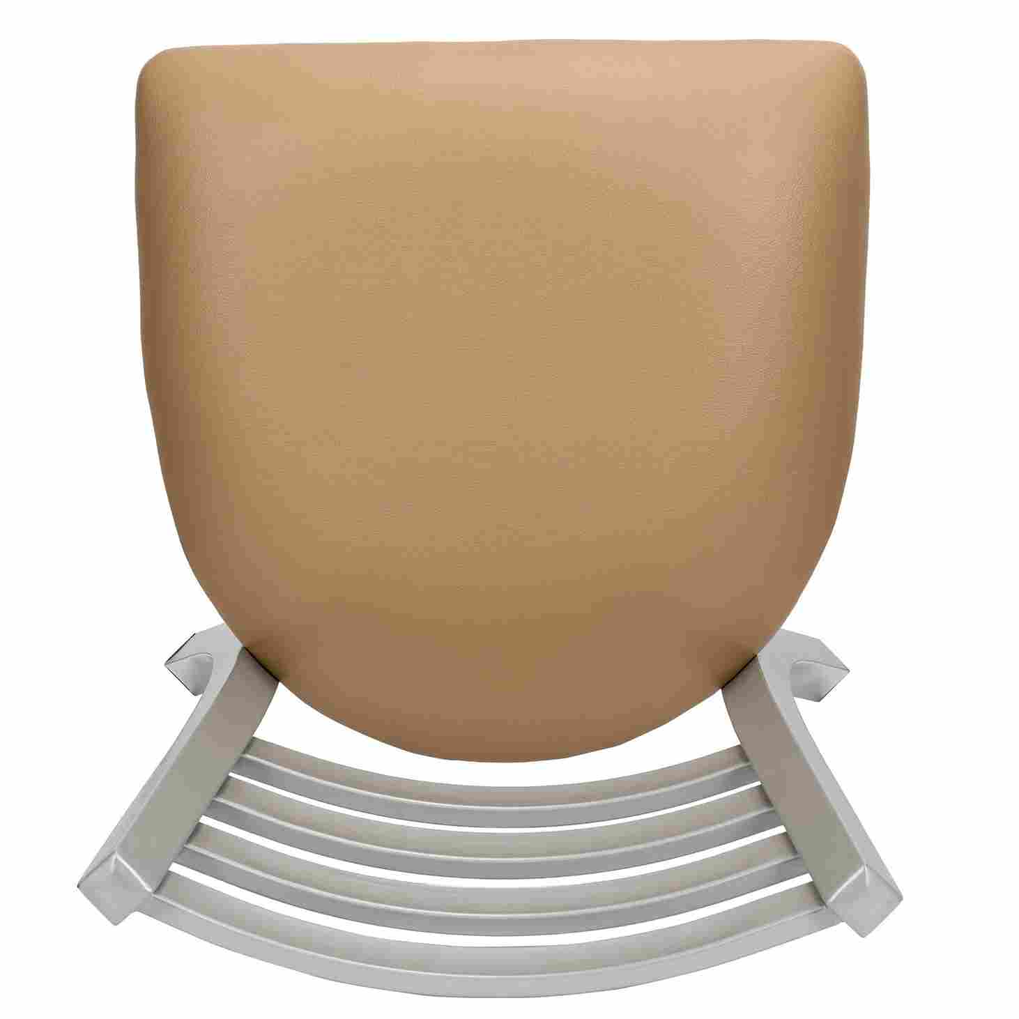 Chivari Ladder Back Restaurant Chair with Silver Frame and Tan Vinyl Seat CLMSVT-ZF-KT