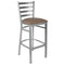 Chivari Ladder Back Bar Stool with Silver Frame and Taupe Vinyl Seat BLMSVTP-ZF-KT