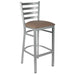 Chivari Ladder Back Bar Stool with Silver Frame and Taupe Vinyl Seat BLMSVTP-ZF-KT