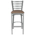 Chivari Ladder Back Bar Stool with Silver Frame and Taupe Vinyl Seat BLMSVTP-ZF-KT