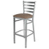 Chivari Ladder Back Bar Stool with Silver Frame and Taupe Vinyl Seat BLMSVTP-ZF-KT