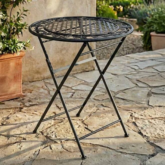 Chivari 28" Rustic Matte Black Barcelona Bistro Table TBBMB-AX-T