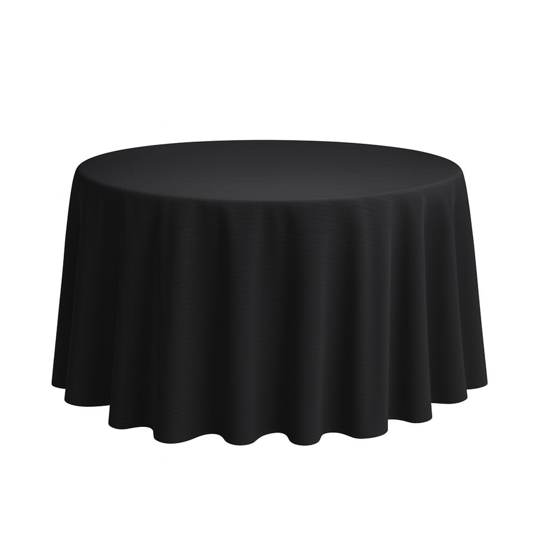 Chivari.com Black 108" Round Poly Satin Tablecloth Linen TBC-108R633S-A1