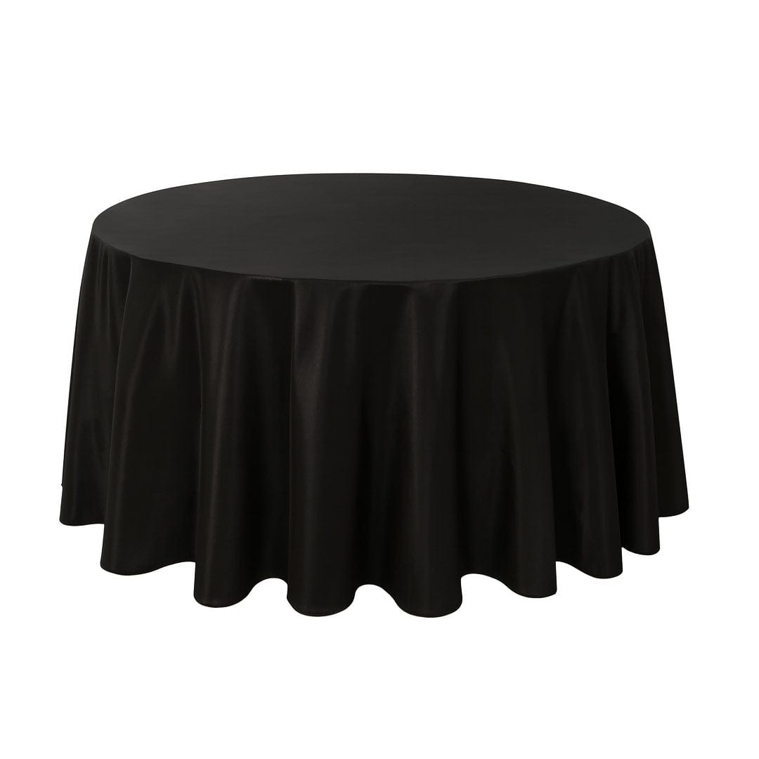 Chivari.com Black 120" Round Poly Satin Tablecloth Linen TBC-120R633S-A1