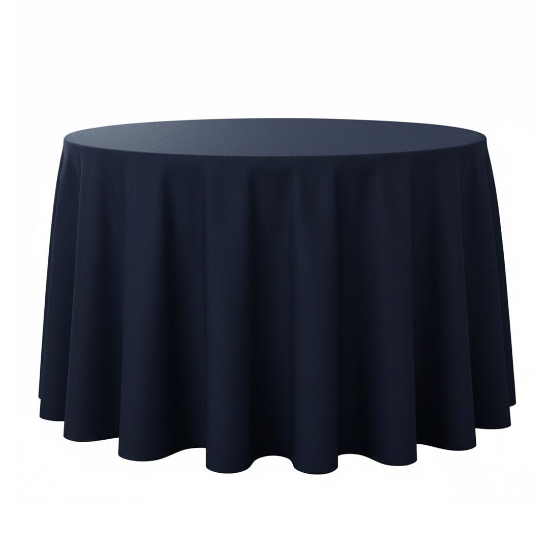 Chivari.com Navy Blue 132"  Round Bali Tablecloth Linen TBC-132R258S-A1