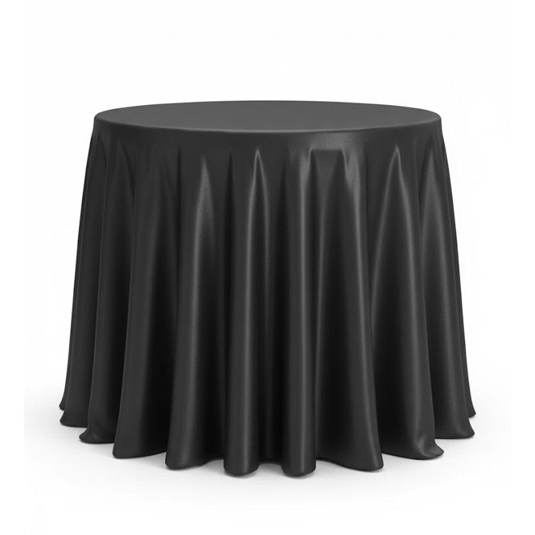 Chivari.com Black 96" Round Poly Satin Tablecloth Linen TBC-96R633S-A1