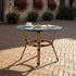 40" Round Glass Top Blue and White Rattan French Bistro Table