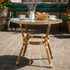 40" Round Glass Top Beige and Maroon Rattan French Bistro Table