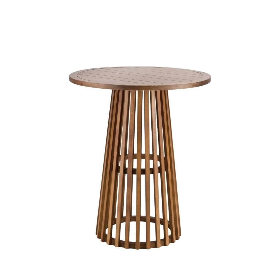 Chivari 2 Pack 32" Chestnut Round Slatted Cocktail Table TCKTL-WD-KT32-AX-2