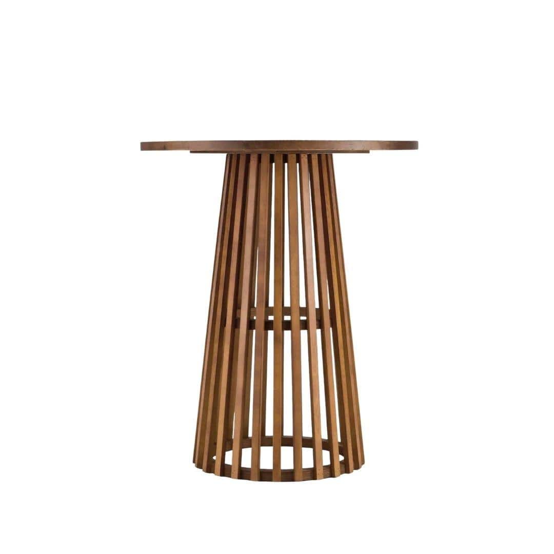 Chivari 2 Pack 32" Chestnut Finish Round Slatted Cocktail Table TCKTL-WD-KT32-AX-2