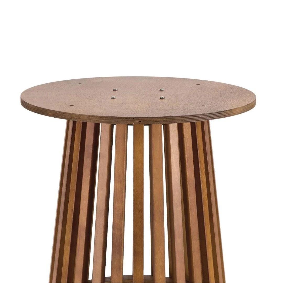 Chivari 2 Pack 32" Chestnut Round Slatted Cocktail Table TCKTL-WD-KT32-AX-2