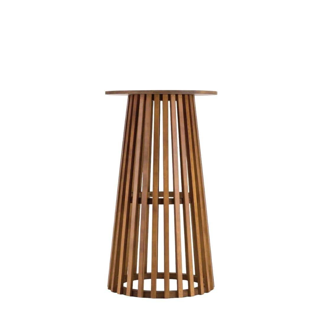 Chivari 2 Pack 32" Chestnut Round Slatted Cocktail Table TCKTL-WD-KT32-AX-2
