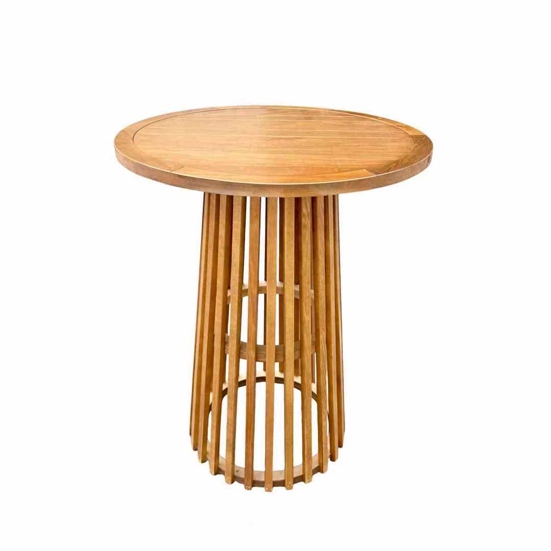 Chivari Round Slatted Cocktail Table 42" High with 32" Diameter Top in Chestnut TCKTL-WD-KT32-AX