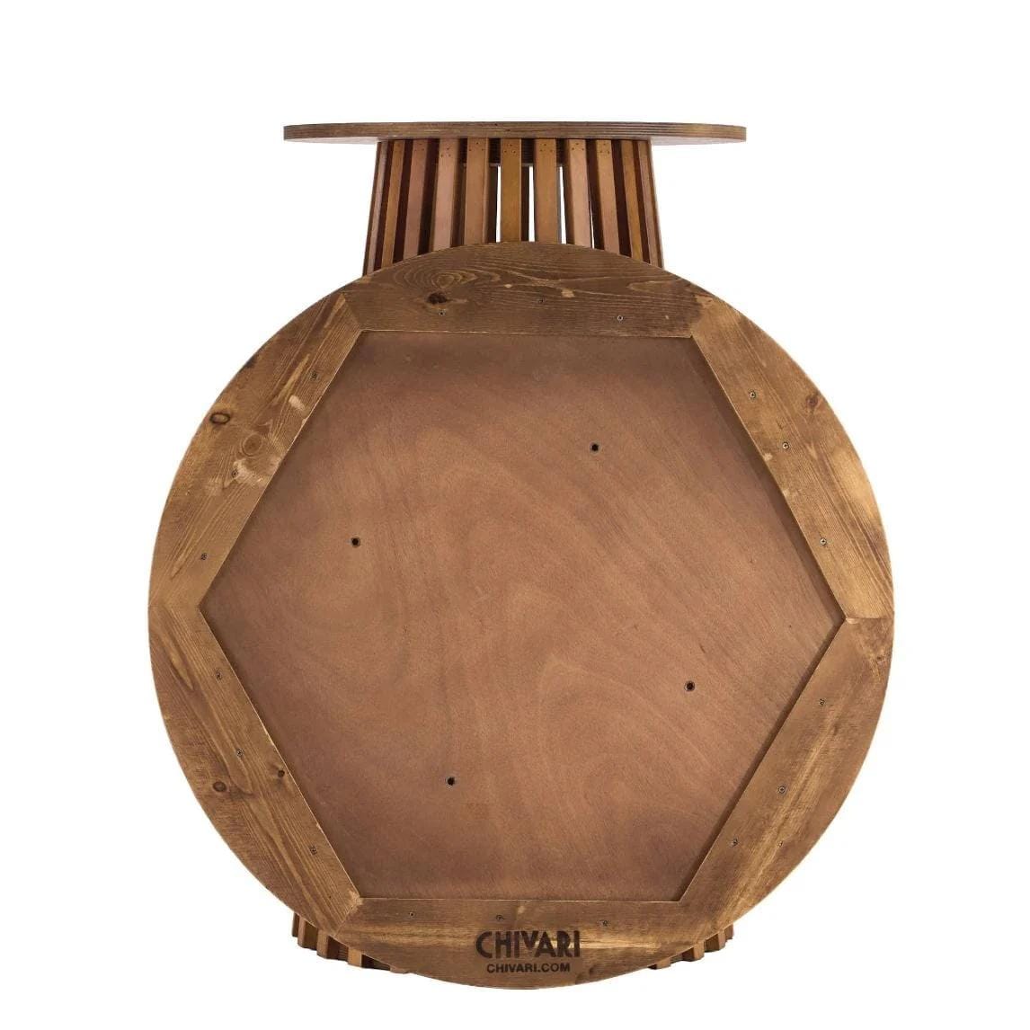 Chivari 2 Pack 32" Chestnut Finish Round Slatted Cocktail Table TCKTL-WD-KT32-AX-2