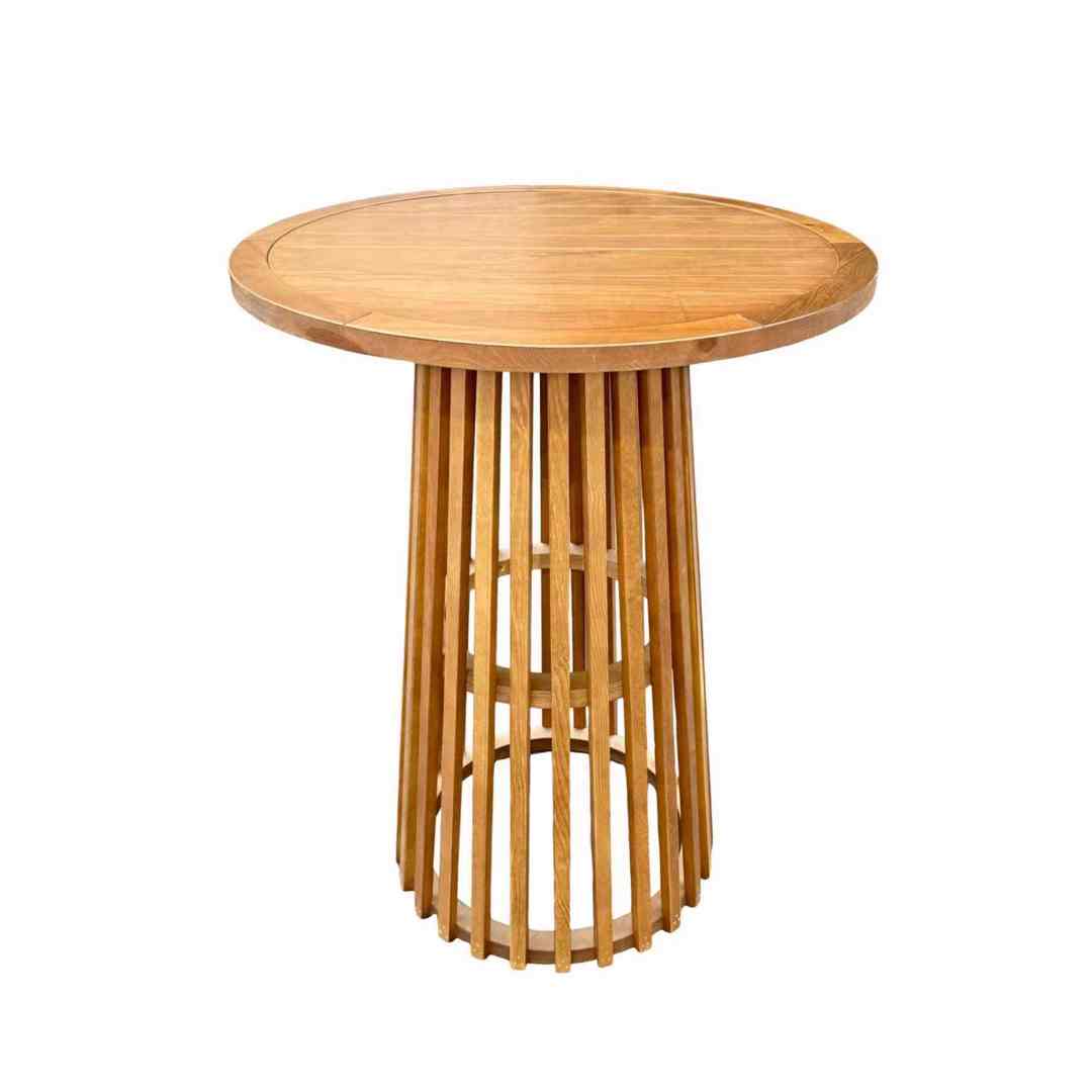 Chivari Round Slatted Cocktail Table 42" High with 32" Diameter Top in Chestnut TCKTL-WD-KT32-AX