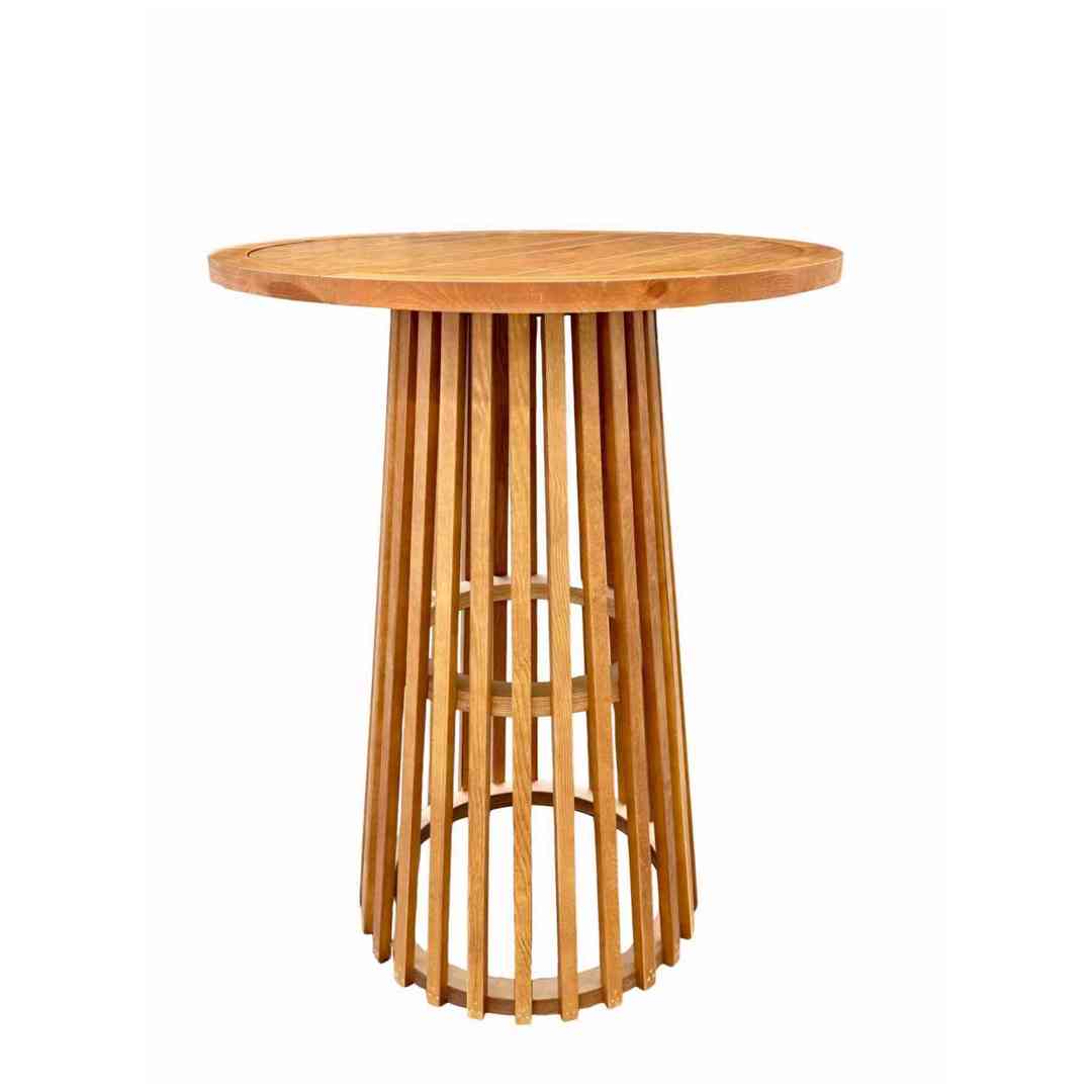 Chivari Round Slatted Cocktail Table 42" High with 32" Diameter Top in Chestnut TCKTL-WD-KT32-AX