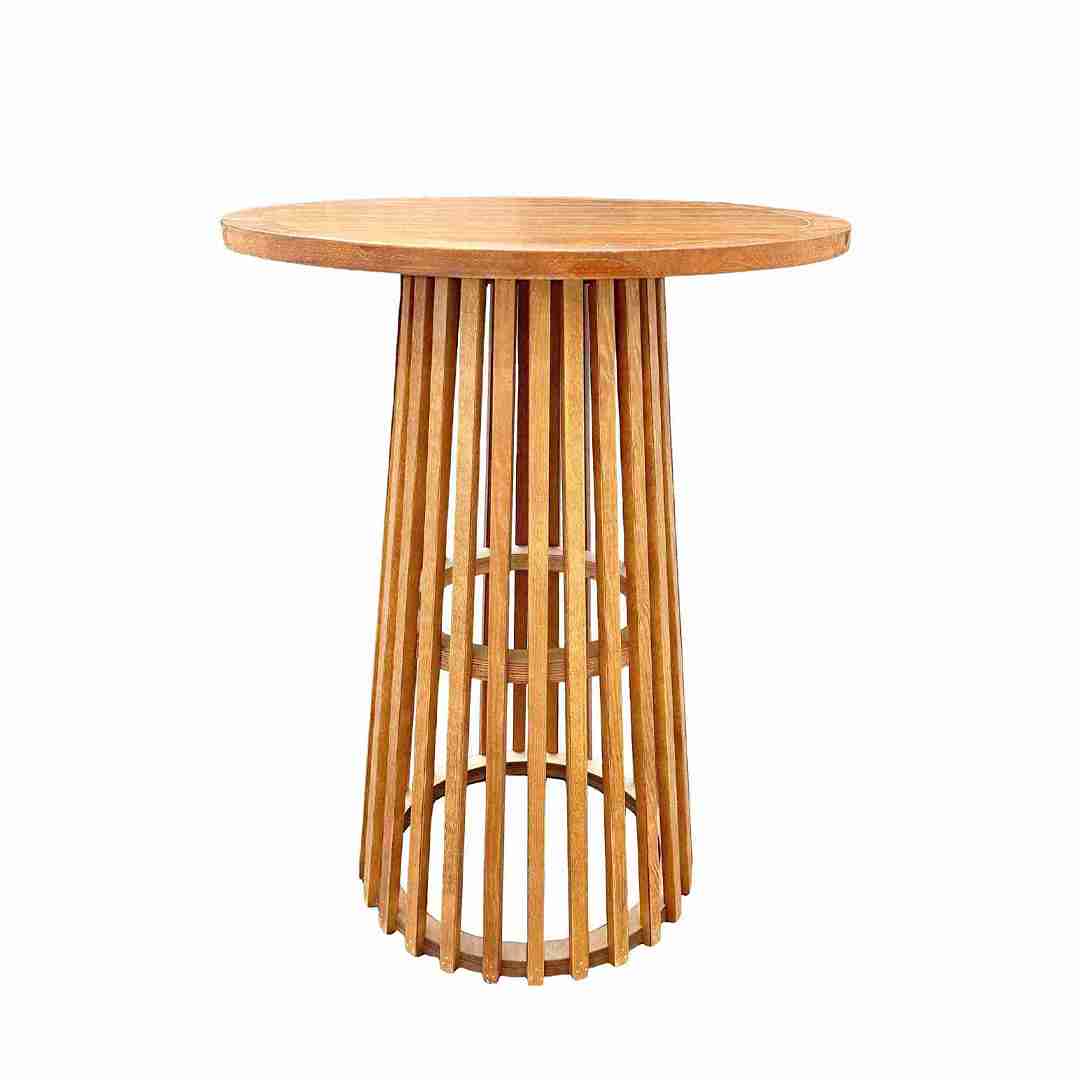 Chivari Round Slatted Cocktail Table 42" High with 32" Diameter Top in Chestnut TCKTL-WD-KT32-AX