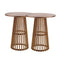 Chivari 2 Pack 36" Chestnut Round Slatted Cocktail Table TCKTL-WD-KT36-AX-2