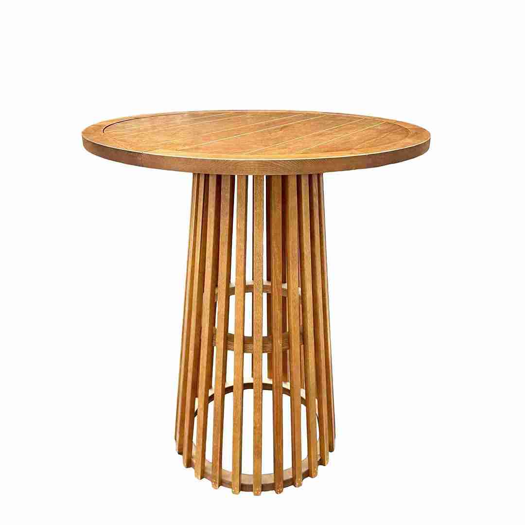 Chivari Round Slatted Cocktail Table 42" High with 36" Diameter Top in Chestnut TCKTL-WD-KT36-AX