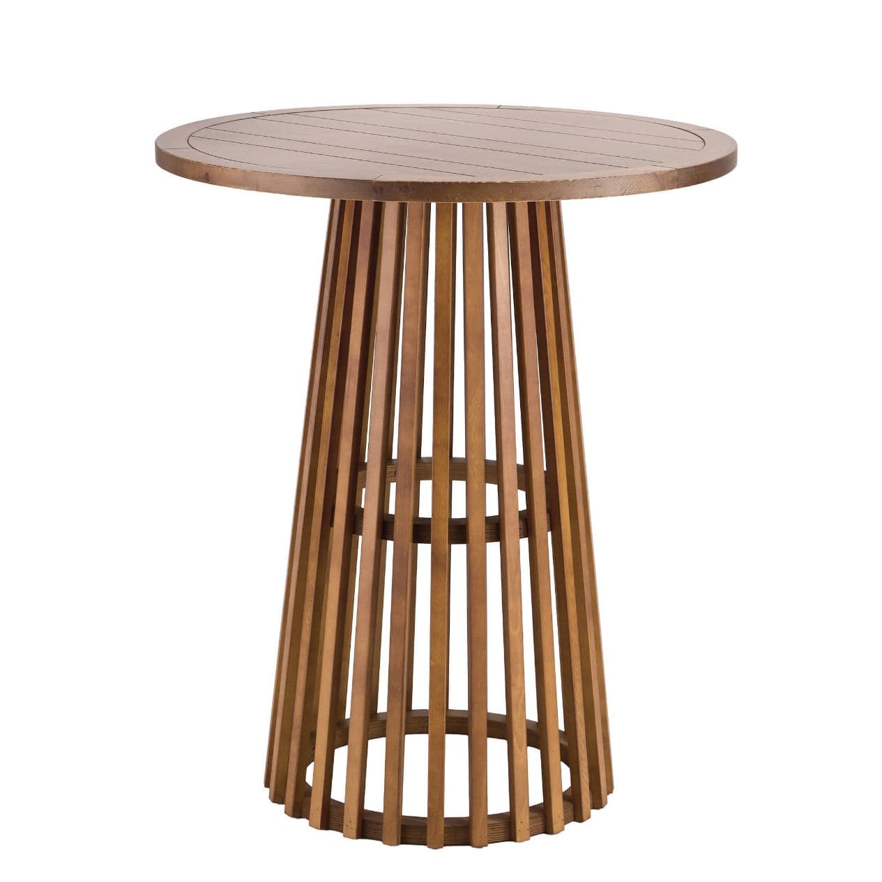 Chivari 36" Chestnut Round Slatted Cocktail Table TCKTL-WD-KT36-AX