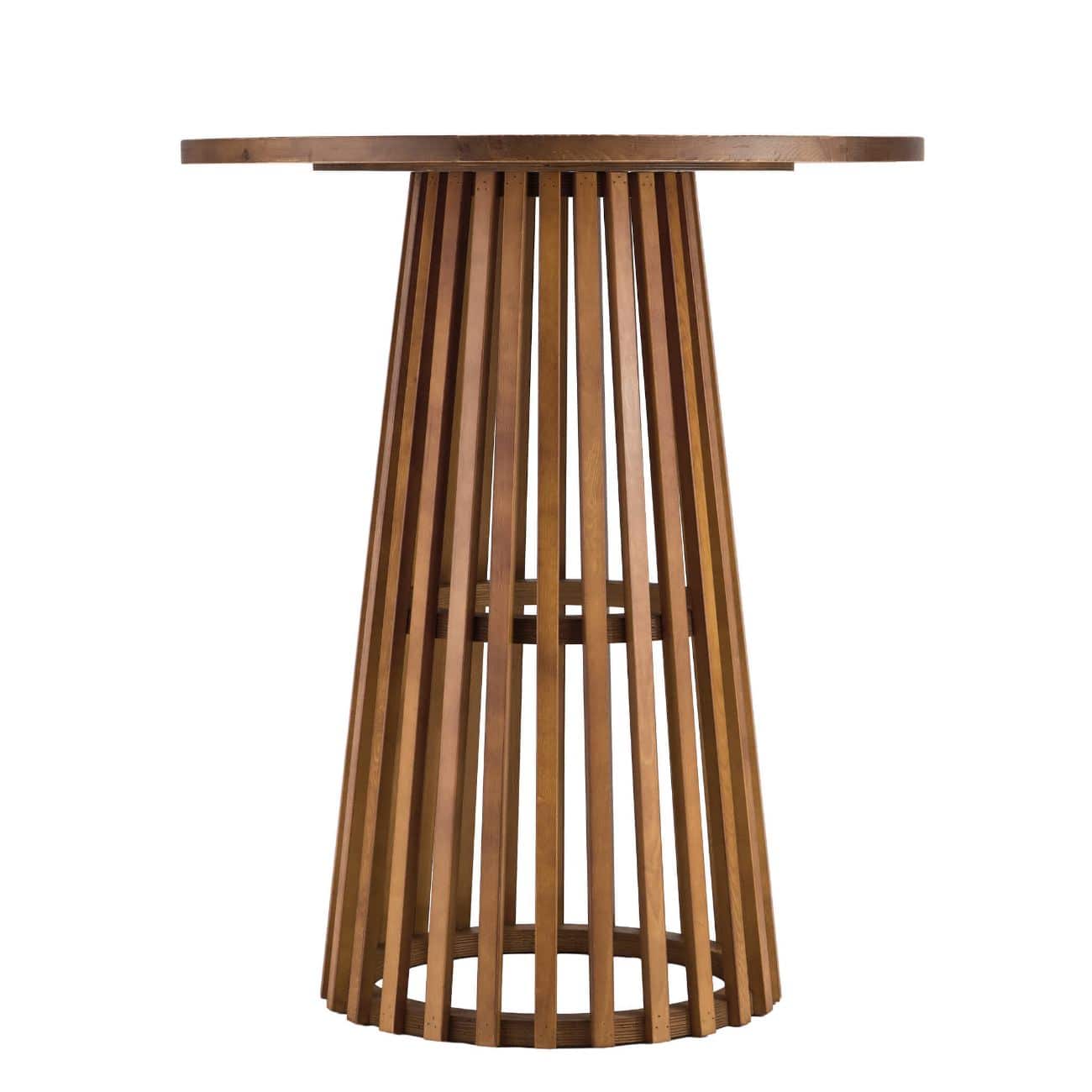Chivari 2 Pack 36" Chestnut Round Slatted Cocktail Table TCKTL-WD-KT36-AX-2