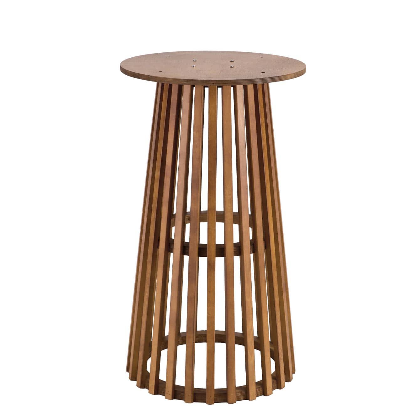 Chivari 2 Pack 36" Chestnut Round Slatted Cocktail Table TCKTL-WD-KT36-AX-2