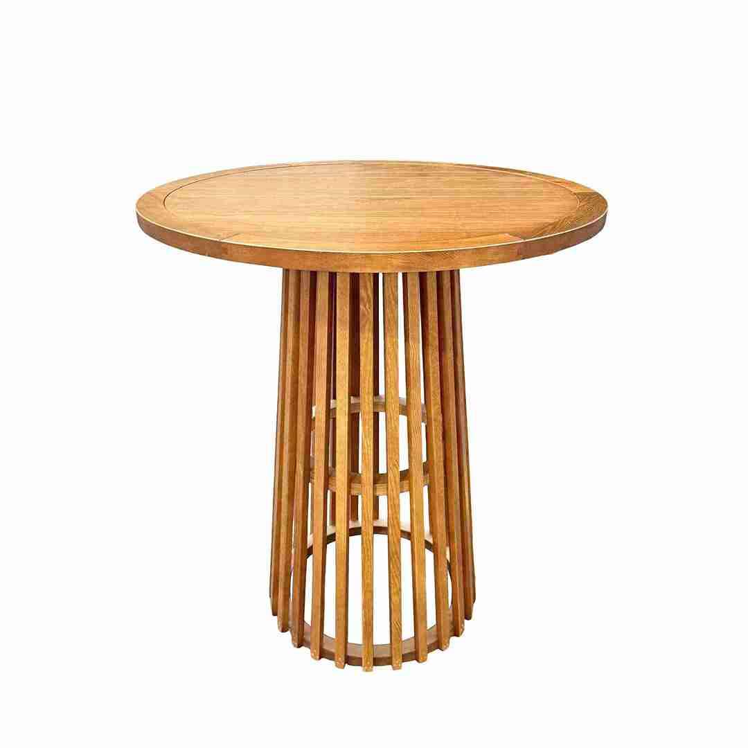 Chivari Round Slatted Cocktail Table 42" High with 36" Diameter Top in Chestnut TCKTL-WD-KT36-AX
