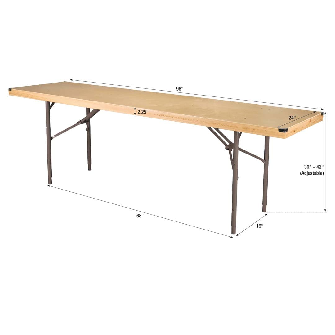 Chivari 96" x 24" (8 Foot) Rectangle Plywood Expo Table - Adjustable Height TEXPRT9624G-AX-T