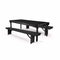 Chivari Black Fluted Leg Farm Table Dining Set with 2 Benches TFARM-BLACK-T-LEG-KIT-AX