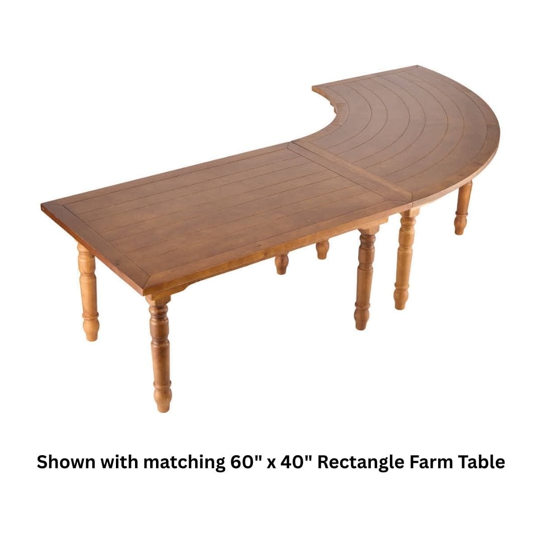 Chivari 99" x 40" (8.25 Foot) Chestnut Serpentine Fluted Leg Wood Farm Table TFARM-SERP-9940-CHT-AX