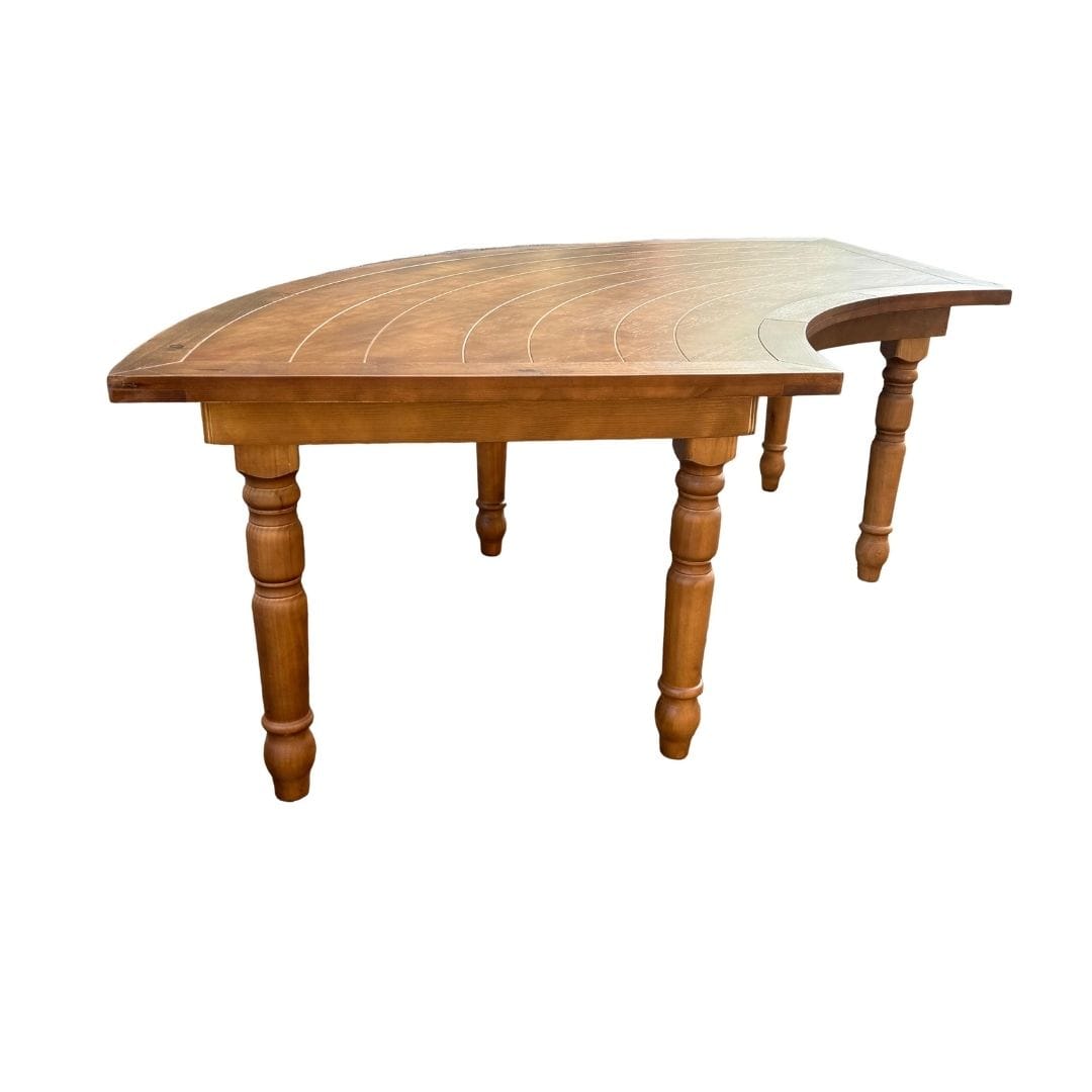 Chivari 99" x 40" (8.25 Foot) Chestnut Serpentine Fluted Leg Wood Farm Table TFARM-SERP-9940-CHT-AX