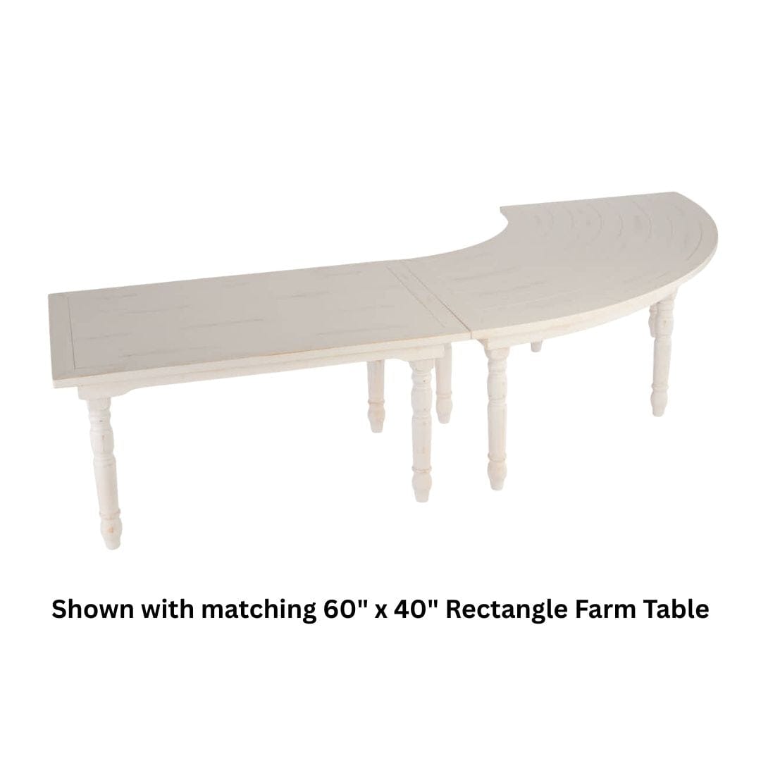 Chivari 99" x 40" (8.25 Foot) White Distressed Serpentine Fluted Leg Wood Farm Table TFARM-SERP-9940-WD-AX