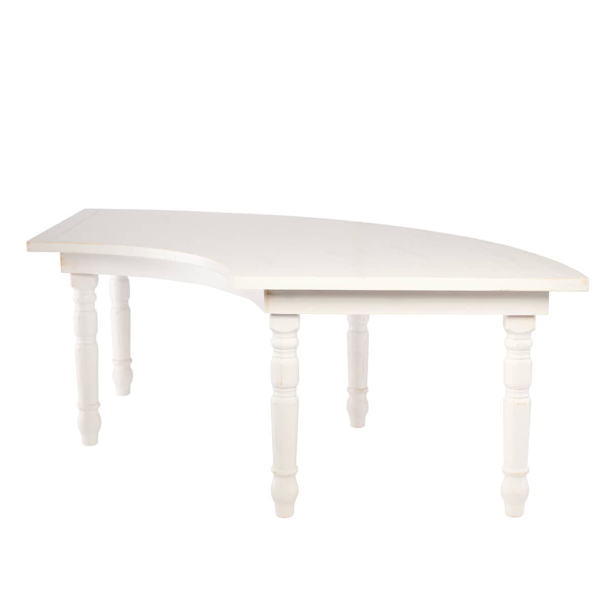 Chivari 99" x 40" (8.25 Foot) White Distressed Serpentine Fluted Leg Wood Farm Table TFARM-SERP-9940-WD-AX