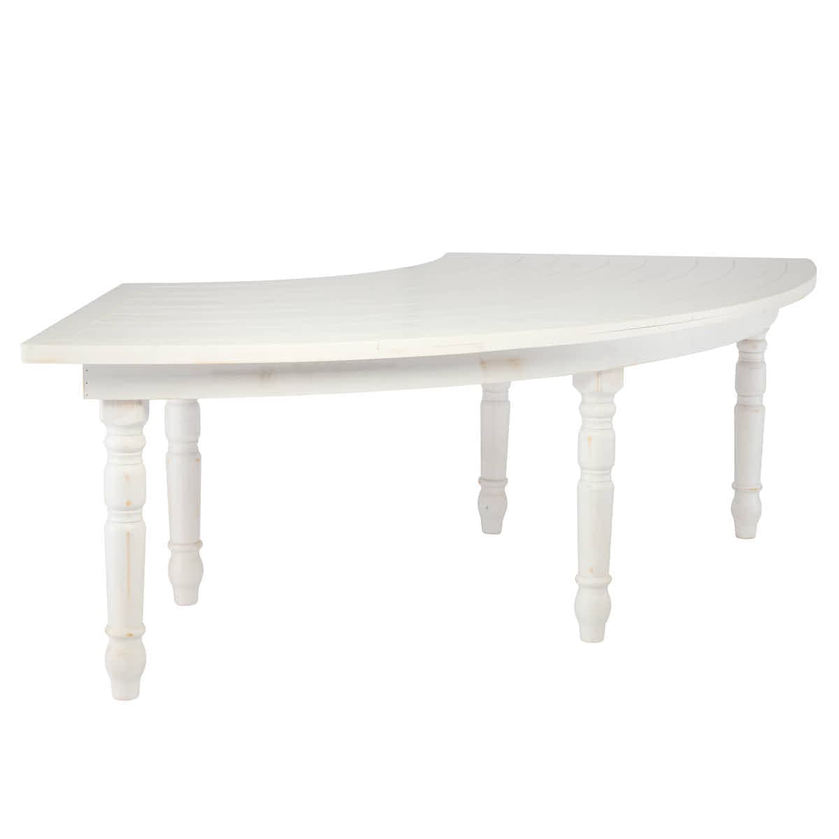 Chivari 99" x 40" (8.25 Foot) White Distressed Serpentine Fluted Leg Wood Farm Table TFARM-SERP-9940-WD-AX