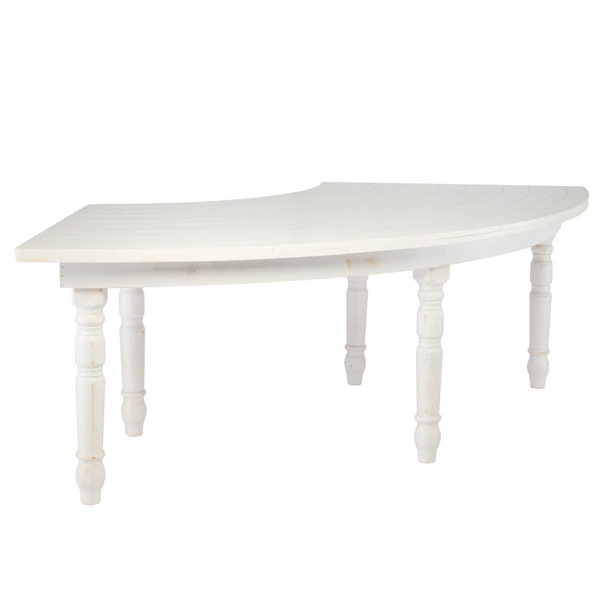 99" x 40" (8.25 Foot) White Distressed Serpentine Fluted Leg Wood Farm Table